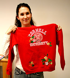 Big Red sweatshirt needlepoint