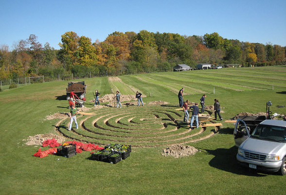 High angle image of construction by Bob Chiang, Landmark Images. Used with permission. More pictures of the labyrinth by Bob. 